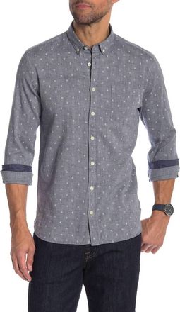 Lindbergh Mélange Print Button Down Shirt In Navy