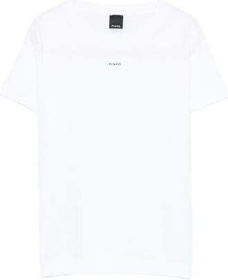 Pinko logo-print cotton T-shirt - women - Cotton - L - White