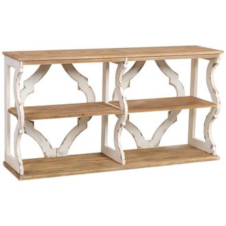 Wanderlust Deco Estanter&iacute;a de madera marr&oacute;n y blanca de 3 baldas 163x42x85h cm