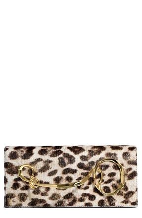 Alexis Bittar Twist Handle Genuine Calf Hair Clutch in Metallic Leopard at Nordstrom