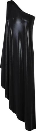 Norma Kamali One Shoulder Zwarte Top - Dames - Feestkleedjes - Zwart - S - Polyester - Kleedjes