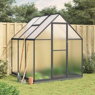 Berkfield Home Greenhouse with Base Frame Anthracite 169x169x202 cm Aluminium | Size: 169 x 169 x 202 cm
