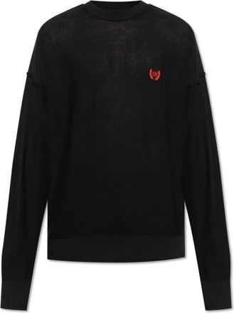 Balenciaga Trui met vintage-effect - Heren - Ronde hals truien - Zwart - L - Katoen - Truien & Vesten