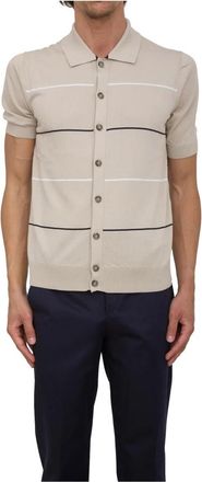 PESERICO Klassiek Polo Shirt voor Mannen - Heren - Korte mouwen Overhemden - Beige - M - Katoen - Overhemden
