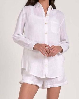 Elan Long Sleeve Button Down Shirt In Off White