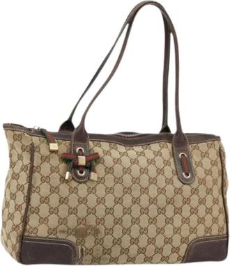 Gucci Pre-owned Handbags, female, Beige, Size: ONE SIZE Pre-owned Canvas Tote