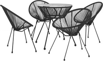 vidaXL 5 Piece Outdoor Dining Set pvc Rattan Black Vidaxl