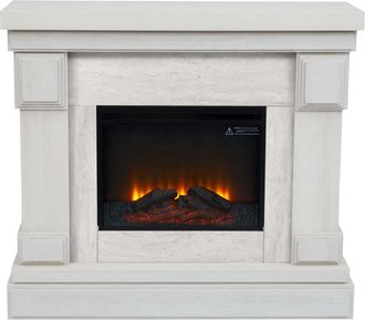 Teamson Home Hestia Chimenea El&eacute;ctrica Independiente De 48 Con Repisa, Pantalla T&aacute;ctil, Control Remoto Y Fuego Instant&aacute;neo Ajustable, Efecto M&aacute;rmol Gris Vnf-00115g