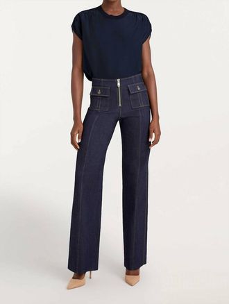 Cinq &agrave; Sept Lorraine Cap Sleeves Top In Navy