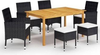 vidaXL Juego De Comedor De Jard&iacute;n De 7 Piezas Negro Vidaxl