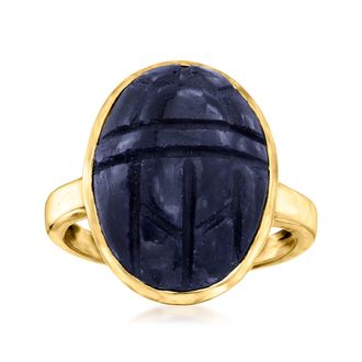 Ross-Simons Sapphire Scarab Ring in 18kt Yellow Gold Over Sterling