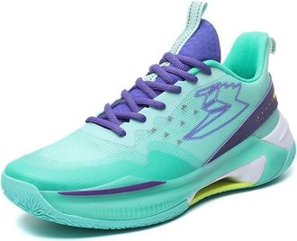 Generic Mens Basketball Shoes Breathable Anti Slip Wear-Resistant Rebound Shock-Absorbing Sports Training Boots Walking Shoes(Green,5.5 UK)