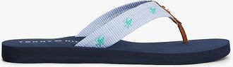 Tommy Hilfiger Womens Embroidered Monogram Canvas Flip Flop - Green - US 8 / EU 38.5