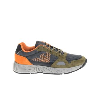 Emporio Armani Groen Grijze Sneakers - Heren - Sneakers - Veelkleurig - 42 1/2 EU - Leer - Schoenen