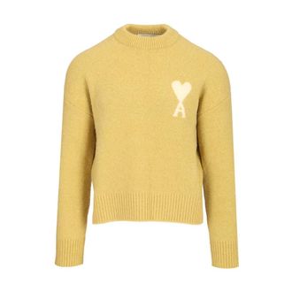 Ami Ami de Coeur Crewneck Jumper - male - Ami Paris - Round-neck Knitwear - Yellow - XS - Knitwear