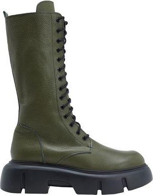 8 by YOOX LEATHER HIGH COMBAT ANKLE BOOTS