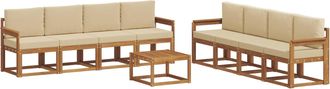 vidaXL Conjunto De Sof&aacute;s De Exterior 9 Uds. Natural Y Beige Vidaxl