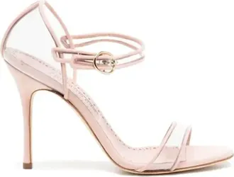 Manolo Blahnik Womens Leather Transparent Panel Sandals In Pink