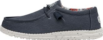 HeyDude Mens Wally Stretch Canvas Wally Slip-On Shoes, Blue, 6 UK