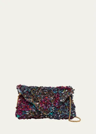 Dries Van Noten Small Ruffle-Embroidered Pouch Bag