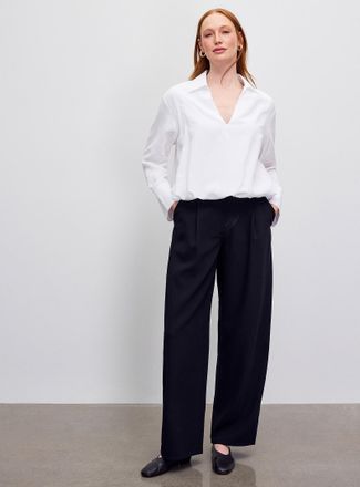 Sams&oslash;e & Sams&oslash;e Johnny collar flowy balloon blouse