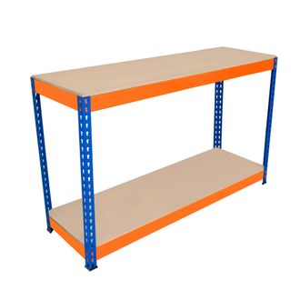 MonsterShop Monster Racking - Banco De Trabajo P/garaje S-rax 2 Niveles 150cm X 45cm X 90cm Capacidad Por Nivel 300kg Montaje Sin Tornillos 2 Barras De Soporte Re