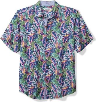 Tommy Bahama Forever Fuego Short Sleeve Silk Button-Up Shirt in Eclipse at Nordstrom, Size X-Large