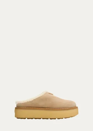 Prada Suede Shearling Cozy Platform Mules