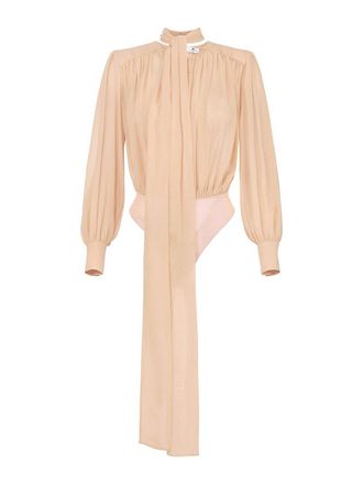 Elisabetta Franchi Silk Georgette Bodysuit With Sash By