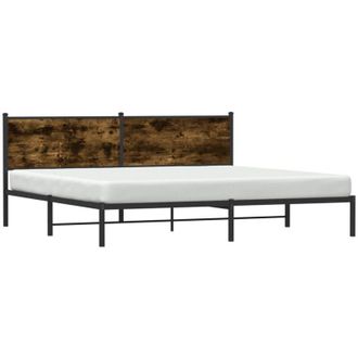 vidaXL Vidaxl - Estructura De Cama Sin Colch&oacute;n Metal Roble Ahumado 200x200 Cm