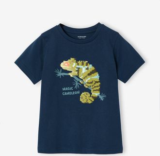 Vertbaudet Jungen T-Shirt mit Wende-Pailletten Oeko-Tex aquamarine