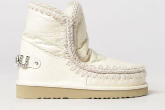 Mou Stivaletti Eskimo in pelle con effetto stropicciato e logo posteriore di strass