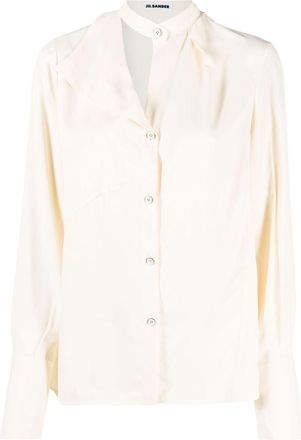 Jil Sander button-front satin shirt - women - Viscose - 34 - Neutrals