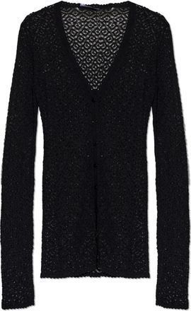 Dolce & Gabbana Transparante Turtleneck Cardigan - Dames - Truien - Zwart - Maat: S Leer