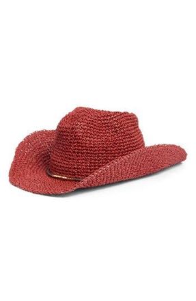 Vince Camuto Bead Trim Cowgirl Hat in Dark Red at Nordstrom Rack