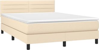 vidaXL Cama Box Spring Con Colch&oacute;n Tela Color Crema 140x190 Cm Vidaxl
