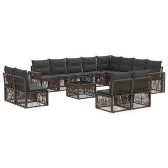 vidaXL Conjunto De Sof&aacute;s De Jard&iacute;n 13 Pcs Gris Y Gris Oscuro Vidaxl