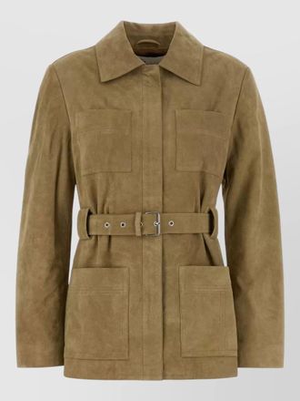 Tory Burch suede jacket belted waist collared neck