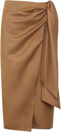 Max Mara Tequila Linnen en Zijde Rok - Dames - Midirokken - Bruin - 2XS - Linnen - Rokken