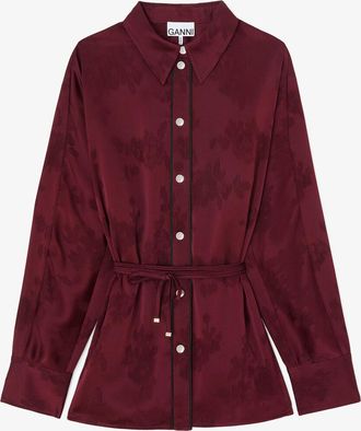 Ganni Red Shirt in Satin