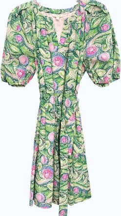 Jade Yoga Puff Sleeve Tiered Dress In Rolling Fields
