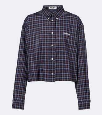 Miu Miu Logo plaid cotton shirt