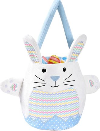 Generic Rabbit Tote Bag Bucket For Egg Hunting - Reusable Bunny Tote With Handles,Spring Rabbit Egg Hunts Basket Party Supplies For Easter Boys Girls Party, B