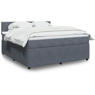 vidaXL Vidaxl - Cama Box Spring Con Colch&oacute;n Terciopelo Gris Oscuro 180x200 Cm