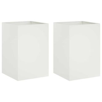 vidaXL Macetero De Jard&iacute;n 2 Uds. Blanco 40 X 40 X 75 Cm Vidaxl