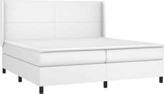vidaXL Cama Box Spring Colch&oacute;n Y Led Cuero Sint&eacute;tico Blanco 200x200 Cm Vidaxl