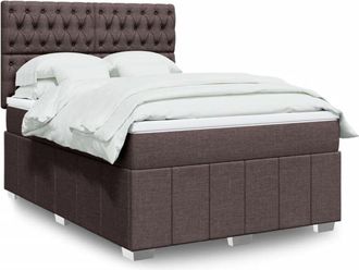 vidaXL Cama Box Spring Con Colch&oacute;n Tela Marr&oacute;n Oscuro 140x200 Cm Vidaxl