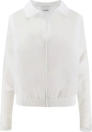 Nude Nude, Tops, Dames, Wit, S, Katoen, Rib-gebreid Poloshirt met V-hals