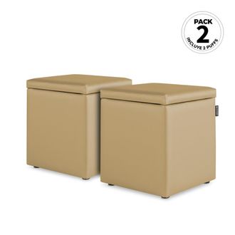 Happers Puff Cubo Arc&oacute;n Polipiel Beige Pack 2 Unidades Beige