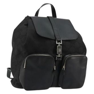Gucci Pre-owned Backpacks, female, Black, Size: ONE SIZE Pre-owned Vintage Nylon Backpack